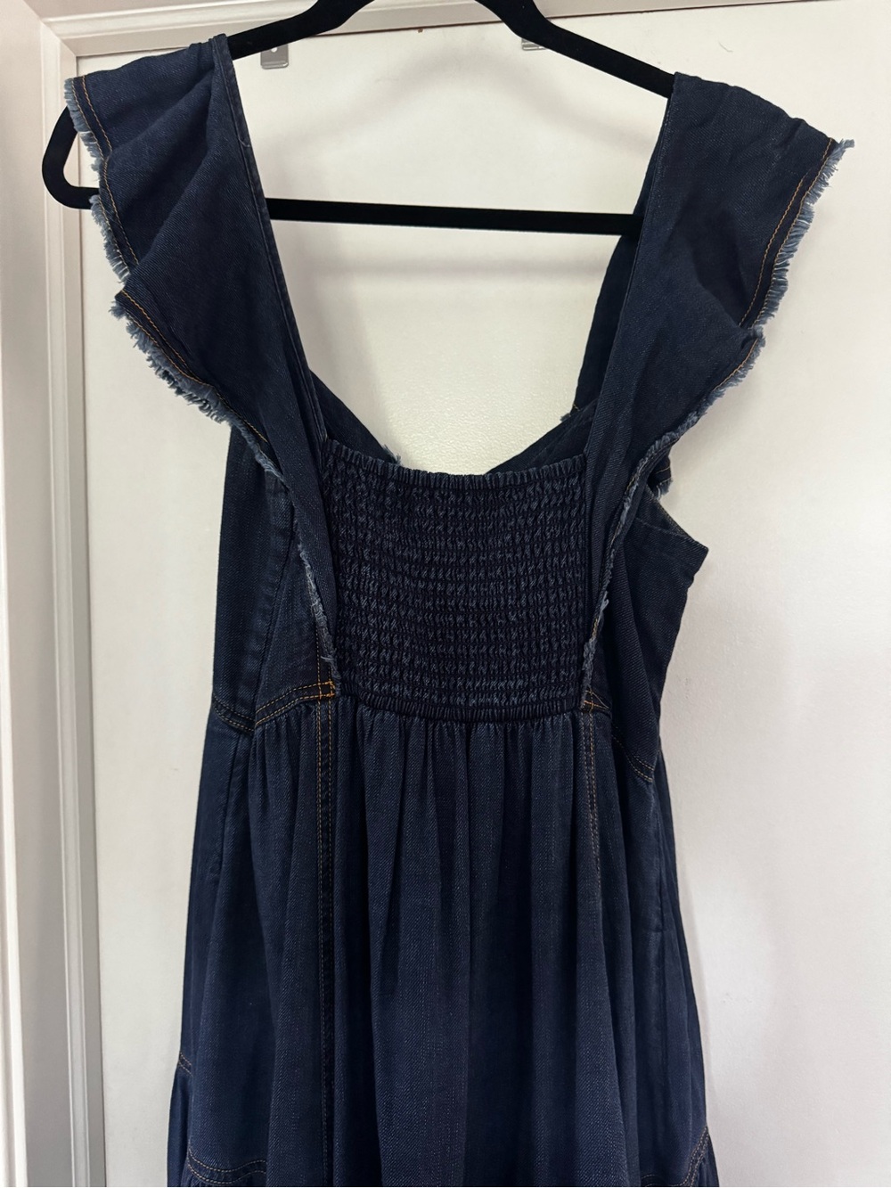 Pilcro Navy Denim Button-Front Ruffle Sundress - Picture 3 of 4
